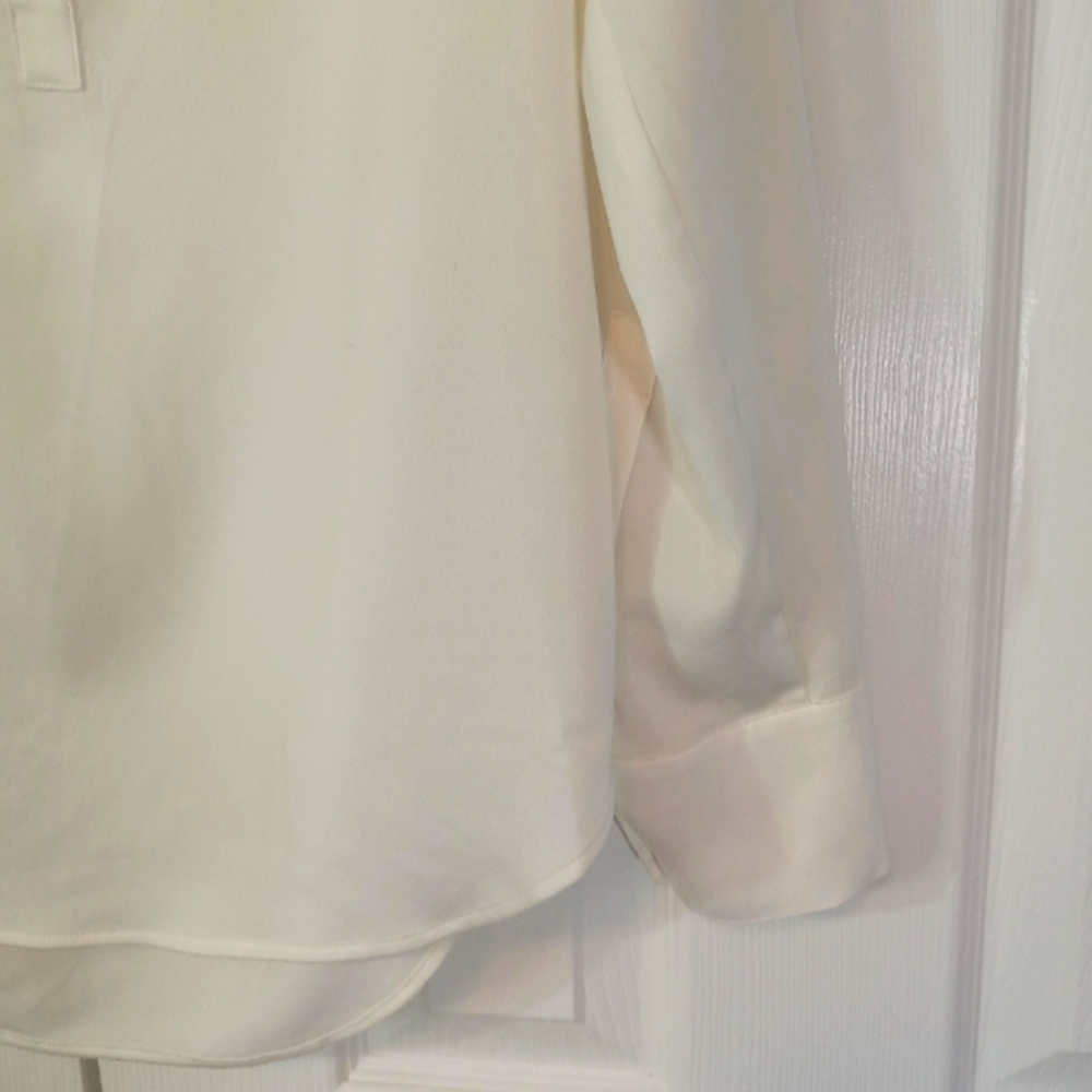 J Crew Long Sleeve Shirt Top Ivory Medium Tunic Sheer Loose Fit New Hi Low - Picture 6 of 15